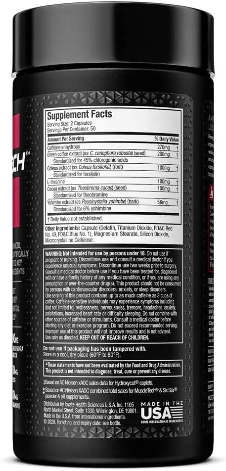 Muscletech Hydroxycut Hardcore Elite-50Serv.-100Rapid Release Thermo Caps Muscletech