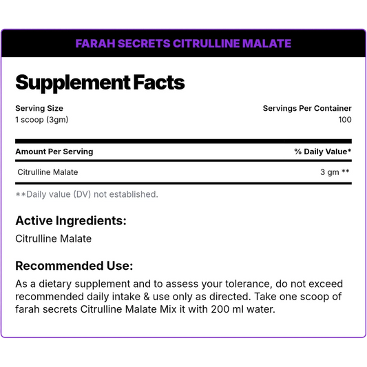Farah Secret, CITRULLINE MALATE, 300g, 100 Servings DrFit Store