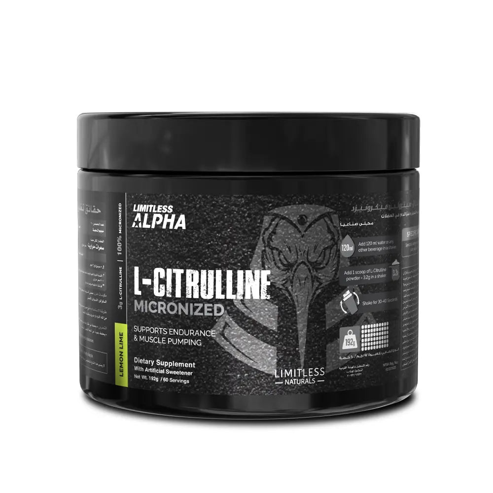 Limitless Alpha L-Citrulline Micronized-60Sev- lemon lime Limitless Alpha