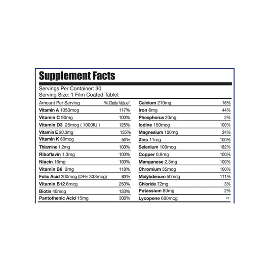 LIMITLESS MAN MAX MULTIVITAMINS & MINERALS WITH 27 KEY ELEMENTS 30 & 100 TABLETS Limitless Alpha