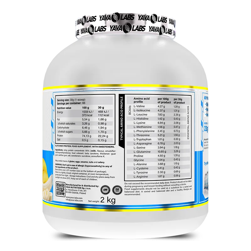 Yava Labs Pure Elite Whey Protein Concentrate-66Serv-2KG