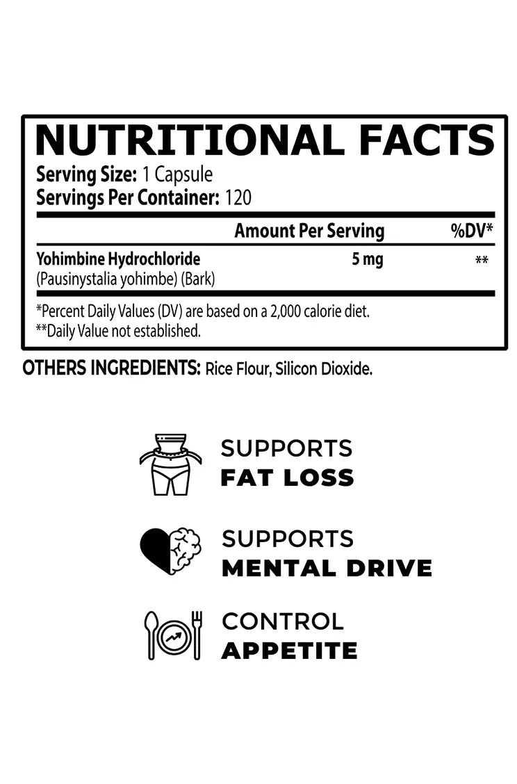 Core Champs, YOHIMBINE HCL, 5mg, 120 Capsules, 120 Servings