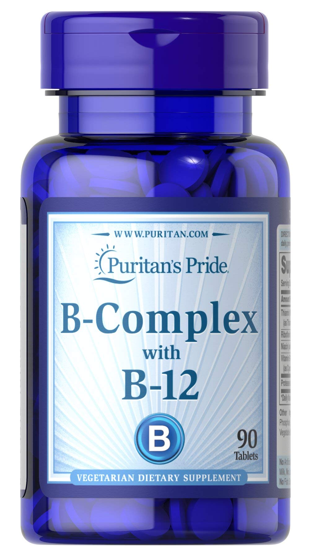 Puritan's Pride Vitamin B-Complex and Vitamin B-12 - 90 Tablets
