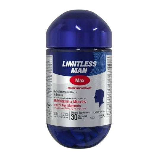 LIMITLESS MAN MAX MULTIVITAMINS & MINERALS WITH 27 KEY ELEMENTS 30 & 100 TABLETS