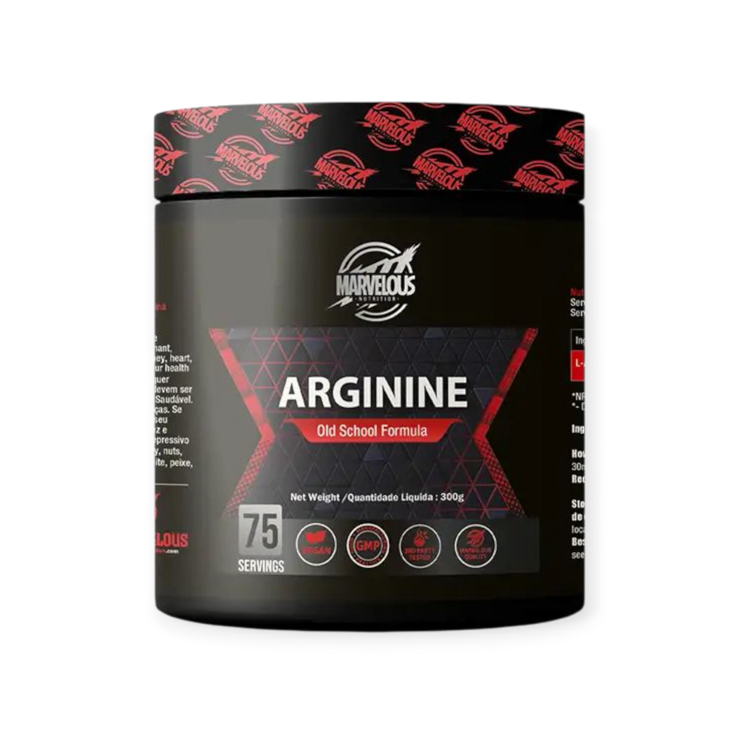 Marvelous nutrition, L-Arginine, Unflavoured, 300g, 75 Servings