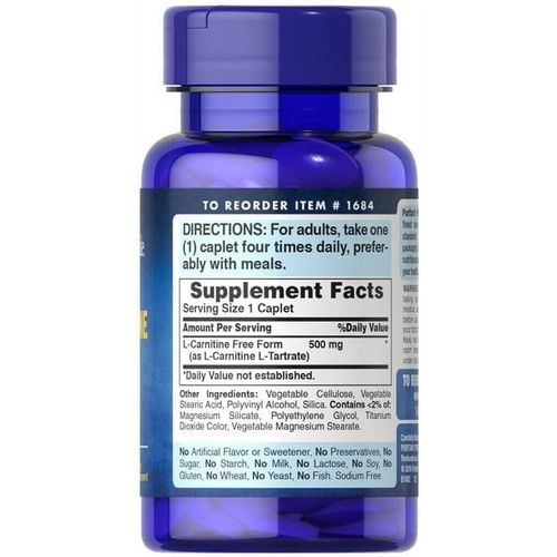 Puritan's Pride L carnitine-500mg-60Tabs.