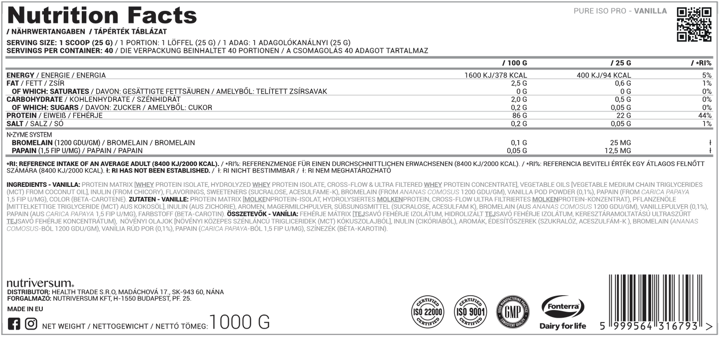Nutriversum ISO Pro 1 kg \ 40 servings