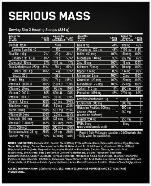 Optimum Nutrition Serious Mass - 5.5 kg \ 12 lbs
