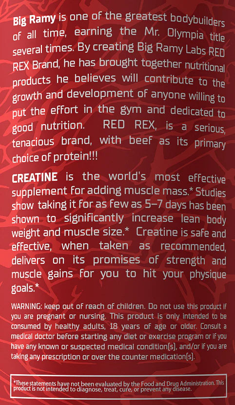 Big Ramy Labs RedRex Creatine 5000 MG - Monohydrate - 60 Serving